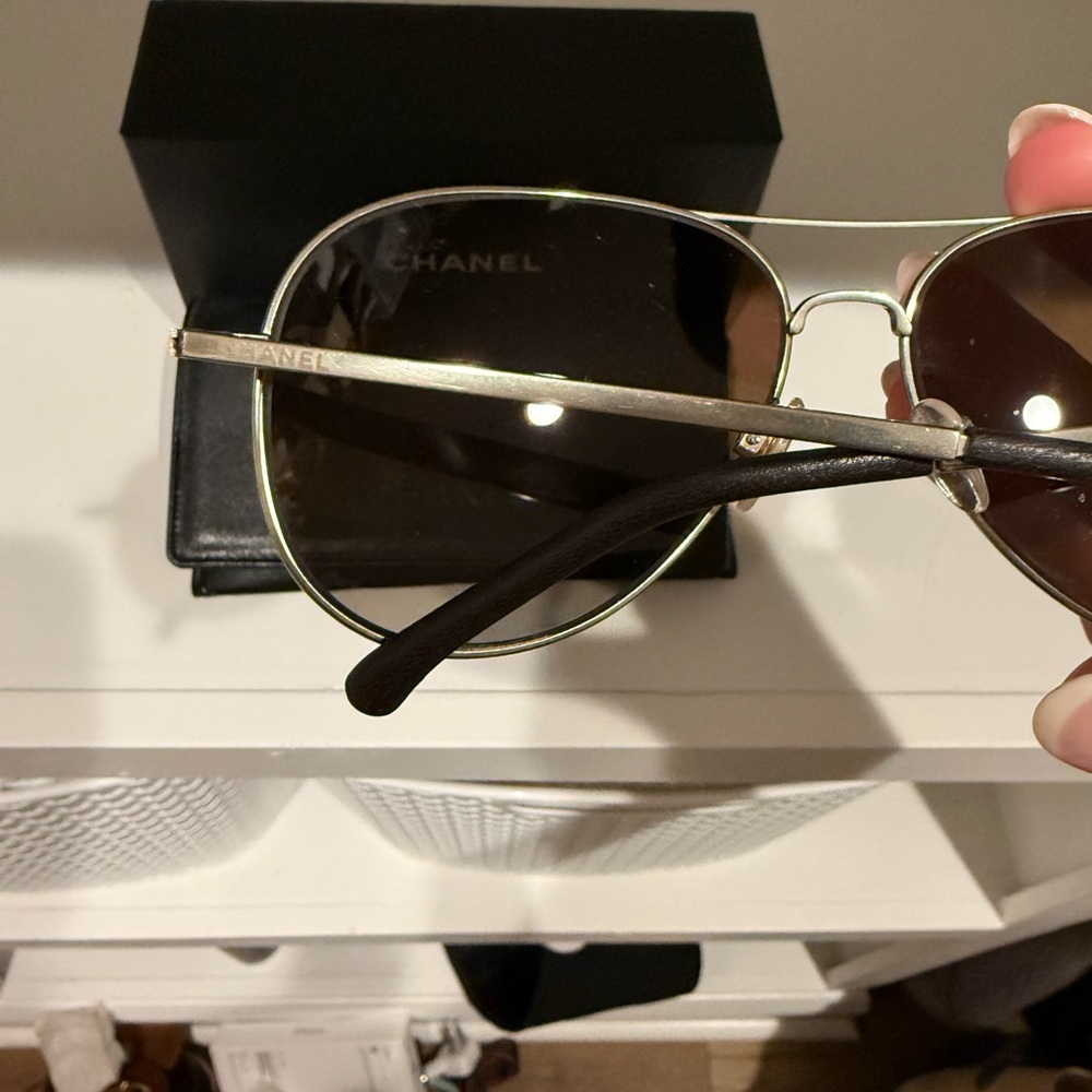 CHANEL Pilot Sunglasses (Women’s) - Polarized - Black and Silver - Picture 5 of 13